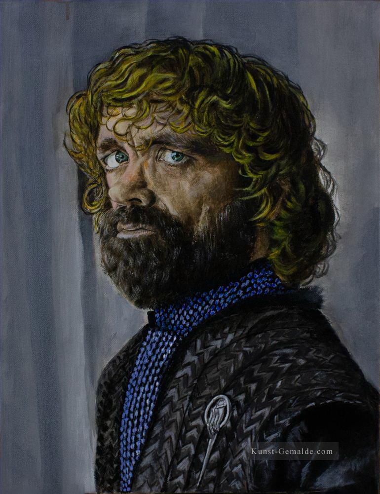 Porträt von Tyrion Lannister im blauen Spiel der Throne Ölgemälde